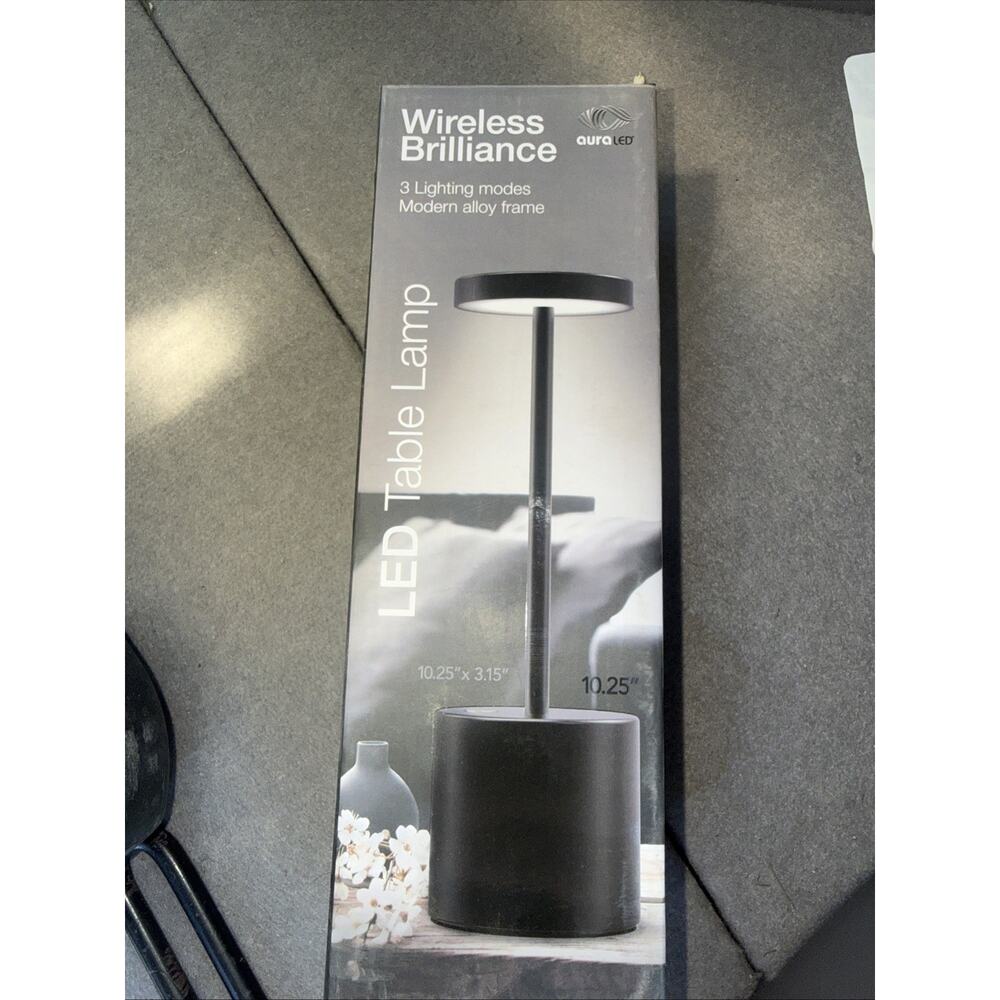 Black Table Lamp Touch Control Portable Aura LED Wireless Brilliance. New Sealed